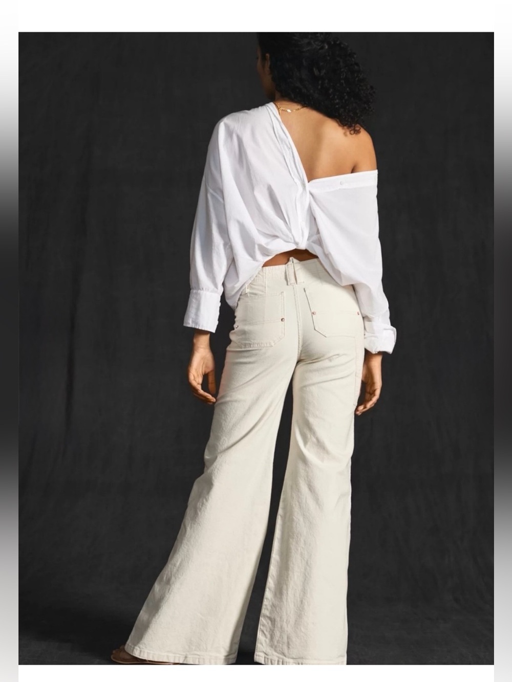 Pilcro The Carpenter Wide Leg Pants Size 25 Khaki Cream - Picture 2 of 13